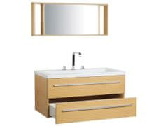Beliani Béžový nástěnný nábytek do koupelny se zásuvkou a zrcadlem ALMERIA