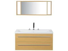 Beliani Béžový nástěnný nábytek do koupelny se zásuvkou a zrcadlem ALMERIA
