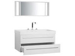 Beliani Bílý nástěnný nábytek do koupelny se zásuvkou a zrcadlem ALMERIA