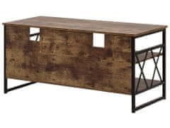 Beliani Televizní stolek z tmavého dřeva s černou, CARLISLE