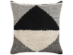 Beliani Sada 2 bavlněných polštářů s geometrickým vzorem 50 x 50 cm béžové/černé KHORA