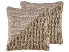 Beliani Sada 2 bavlněných polštářů 45 x 45 cm béžová ASLANAPA