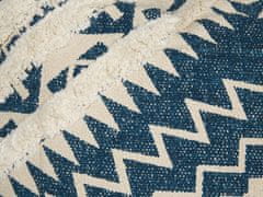 Beliani Bavlněný polštář s geometrickým vzorem 50 x 50 cm modrý/béžový SAFI