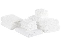 Beliani Bílá sada 9 bavlněných ručníků AREORA