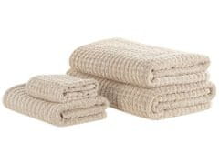 Beliani Sada 4 béžových bavlněných ručníků ATAI