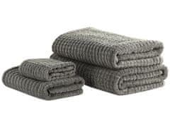 Beliani Sada 4 šedých bavlněných ručníků ATAI