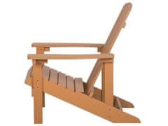 Beliani Zahradní židle s podnožkou barva týkového dřeva ADIRONDACK