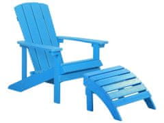 Beliani Zahradní židle s podnožkou modrá ADIRONDACK