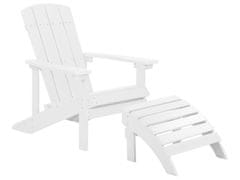 Beliani Zahradní židle s podnožkou bílá ADIRONDACK