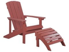 Beliani Zahradní židle s podnožkou červená ADIRONDACK