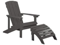 Beliani Zahradní židle s podnožkou tmavě šedá ADIRONDACK