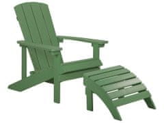 Beliani Zahradní židle s podnožkou zelená ADIRONDACK
