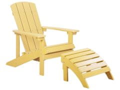 Beliani Zahradní židle s podnožkou žlutá ADIRONDACK