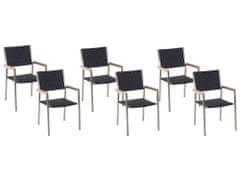 Beliani Zahradní židle s ratanovým sedákem černé 6 kusů GROSSETO