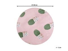 Beliani Kulatý koberec vzor kaktus 120 cm růžový ELDIVAN