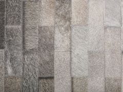 Beliani Kulatý kožený patchworkový koberec 140 cm hnědý a béžový DUTLAR