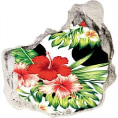 Wallmuralia 3D díra na zeď Hawajské květiny 100x100 cm