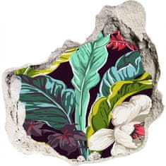 Wallmuralia 3D díra na zeď Tropické květiny 100x100 cm