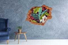 Wallmuralia 3D díra na zeď Tropické květiny 90x70 cm