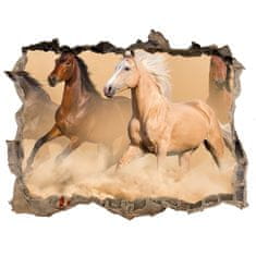 Wallmuralia Díra 3D foto tapeta nálepka Koně poušť 168x113 cm