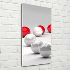 Wallmuralia Vertikální Fotoobraz na skle Červeno-bílé koule 50x100 cm 2 úchytky
