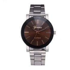 Daklos Elegantní náramkové hodinky - kávové pozadí s kovovým páskem