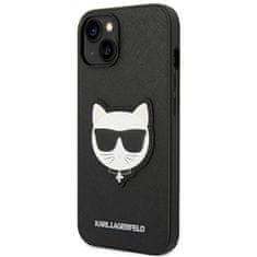 Karl Lagerfeld KLHCP14MSAPCHK hard silikonové pouzdro iPhone 14 PLUS 6.7" black Saffiano Choupette Head Patch