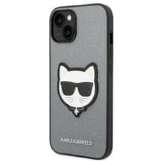 Karl Lagerfeld KLHCP14SSAPCHG hard silikonové pouzdro iPhone 14 6.1" silver Saffiano Choupette Head Patch