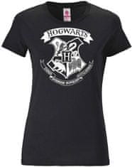 CurePink Dámské tričko Harry Potter: Erb Bradavic - Hogwarts Crest (L) černá bavlna