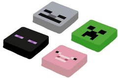 CurePink Set 4 náhradních multipixelů Minecraft: Faces (1,5 x 1,5 cm)