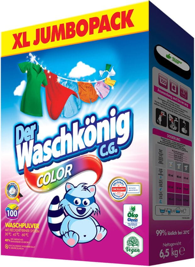 Levně Waschkönig Color prací prášek 6,5 kg BOX - 100 praní