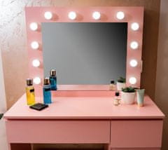 Aga Toaletní stolek se zrcadlem, osvětlením a el.zásuvkou Růžový
