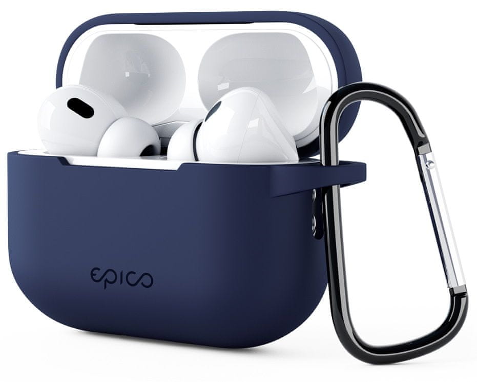 Levně EPICO silikonové pouzdro pro Airpods Pro 2 s karabinou - tmavě modré, 9911101600026