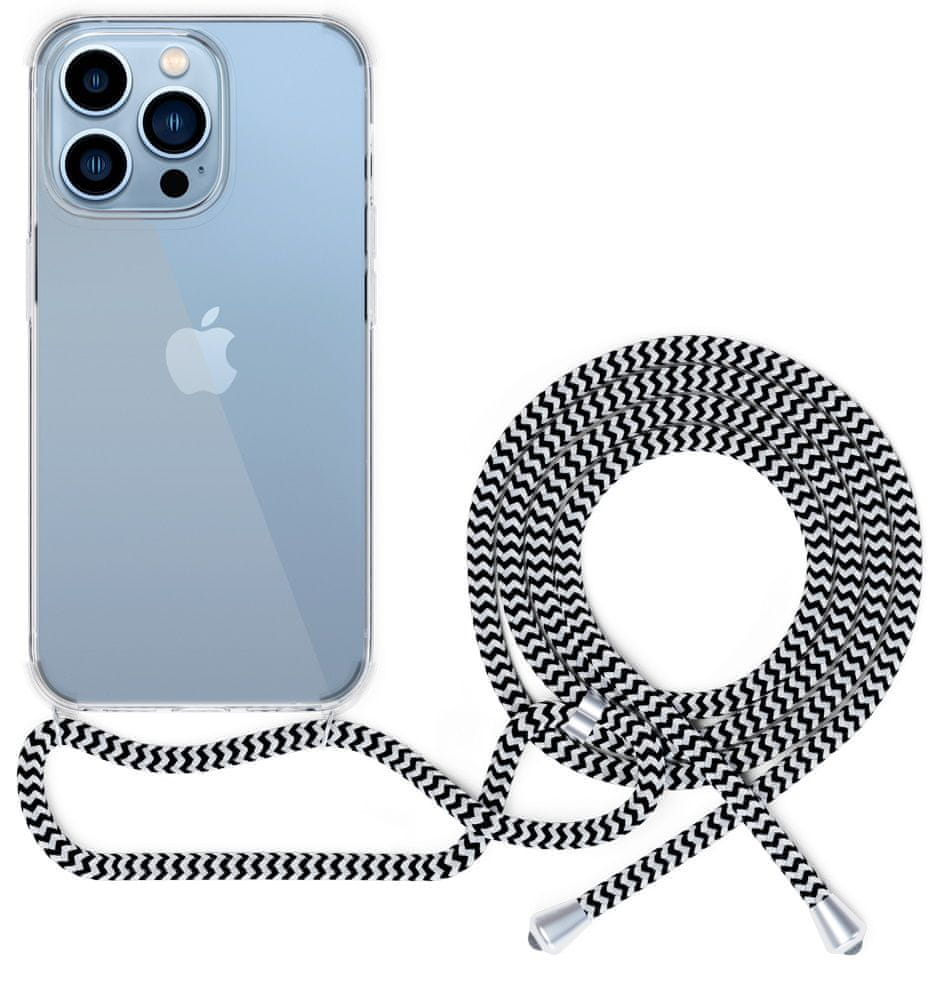 Levně EPICO transparentní kryt se šňůrkou pro iPhone 13 Pro - černo-bílá, 60410101000020