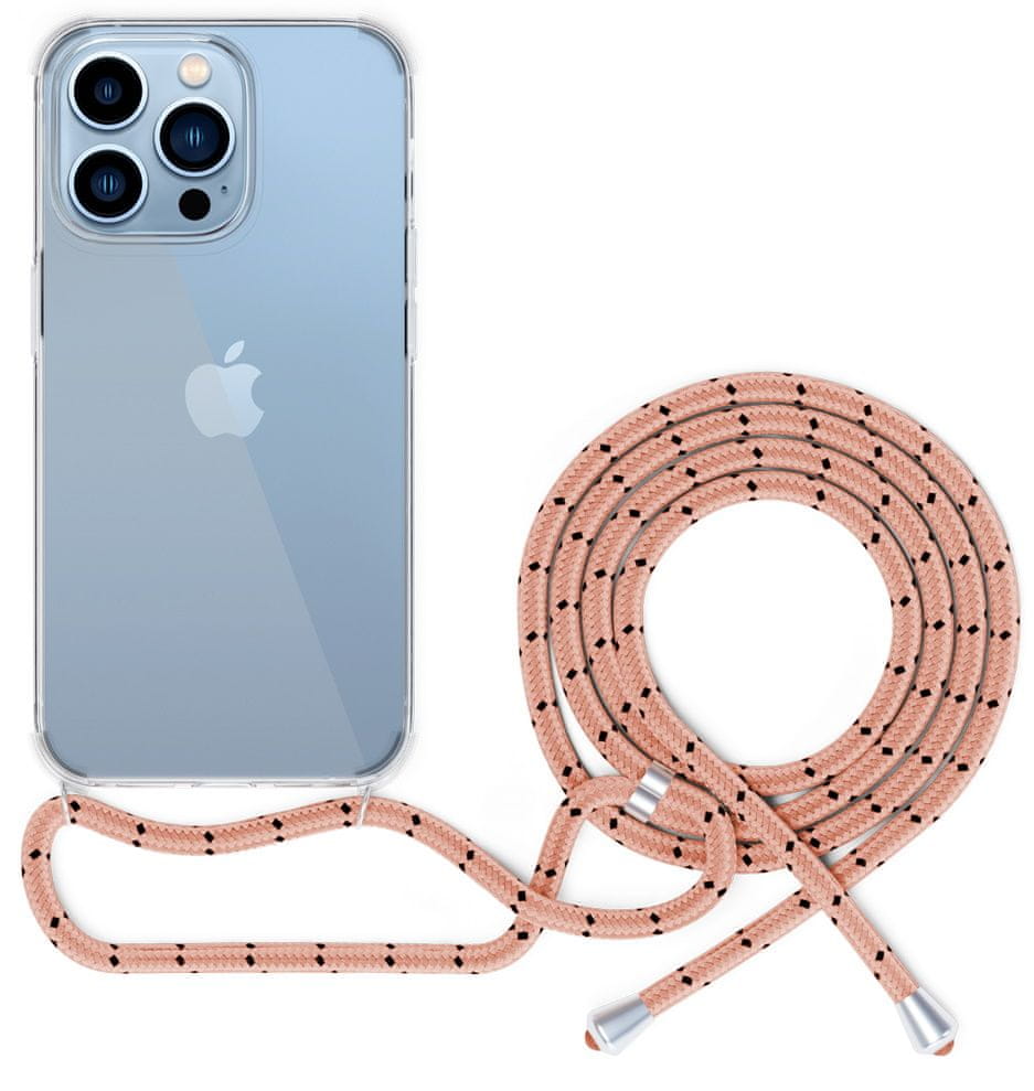 Levně EPICO transparentní kryt se šňůrkou pro iPhone 13 Pro - růžová, 60410102300003
