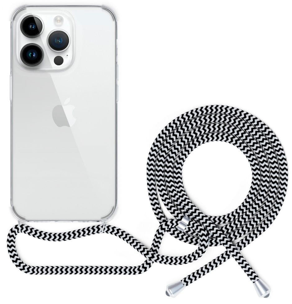 Levně EPICO transparentní kryt se šňůrkou pro iPhone 14 Pro - černo-bílá, 69310101000021