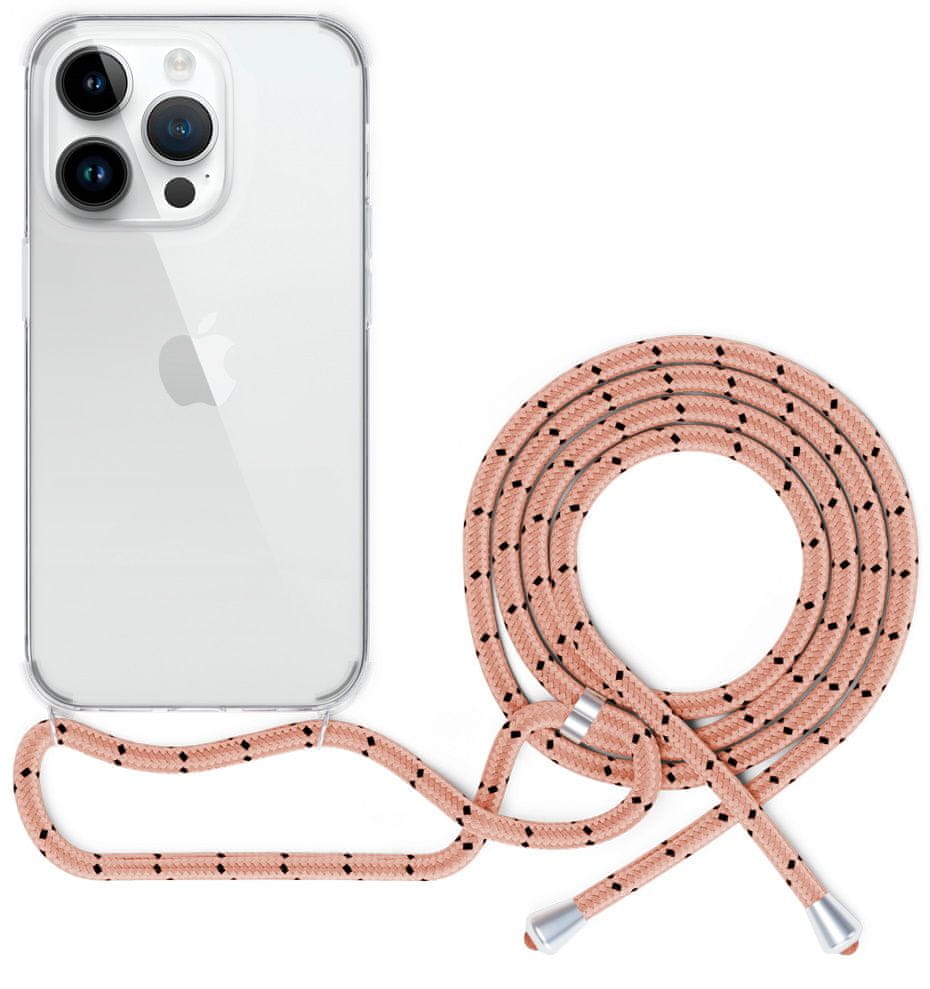 Levně EPICO transparentní kryt se šňůrkou pro iPhone 14 Pro - růžová, 69310102300004