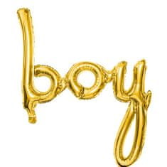 PartyDeco Balónek fóliový Boy zlatý 64 x 74 cm