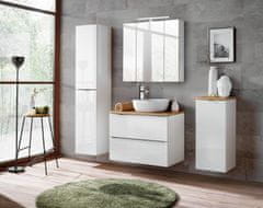 COMAD Comad Vysoká koupelnová skříňka Capri White 800, 170x35x33 cm, bílá lesk/dub CAPRI WHITE 800B FSC