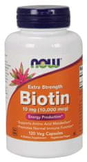 NOW Foods Biotin, 10 mg Extra Strength, 120 rostlinných kapslí