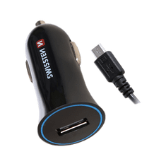 SWISSTEN Nabíječka USB 12/24V SWISSTEN 1AMP + kabel Micro USB