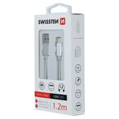 SWISSTEN Kabel datový SWISSTEN TEXTILE USB / USB-C 1,2m stříbrný