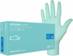 MERCATOR MEDICAL NITRYLEX Jednorázové nitrilové zdravotnické rukavice zelené 100 ks velikost M
