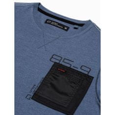 OMBRE Pánské tričko s potiskem RAYDER tmavě modrá barva MDN19517 S
