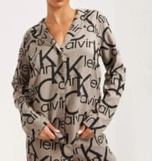 Calvin Klein Dámský vrchní díl pyžama QS6848E 5VM béžová/černá - Calvin Klein béžová s černou L