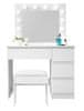 Toaletní stolek se zrcadlem a osvětlením + taburet Matný bílý