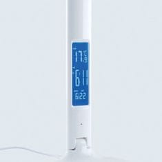 VIDEX Stmívatelná stolní lampička LED s hodinami a kalendářem 5W 3000K-5500K CCT USB 