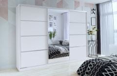 Nejlevnější nábytek Šatní skříň LITOLARIS 280 se zrcadlem, bílý mat