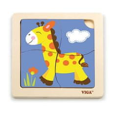 MILLY MALLY Dřevěné puzzle pro nejmenší 4 ks Žirafa