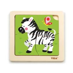 Viga Dřevěné puzzle pro nejmenší 4 ks Zebra